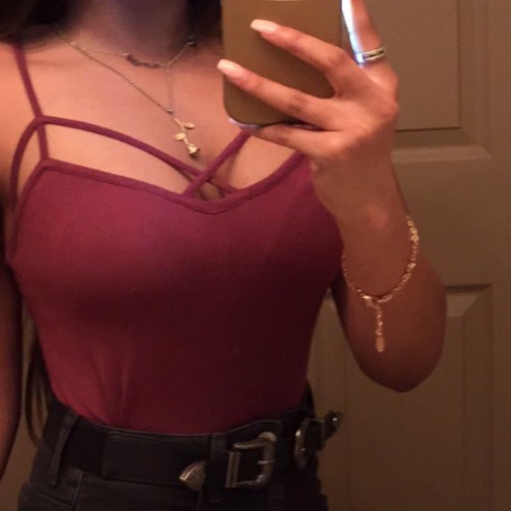 Maroon straps tank